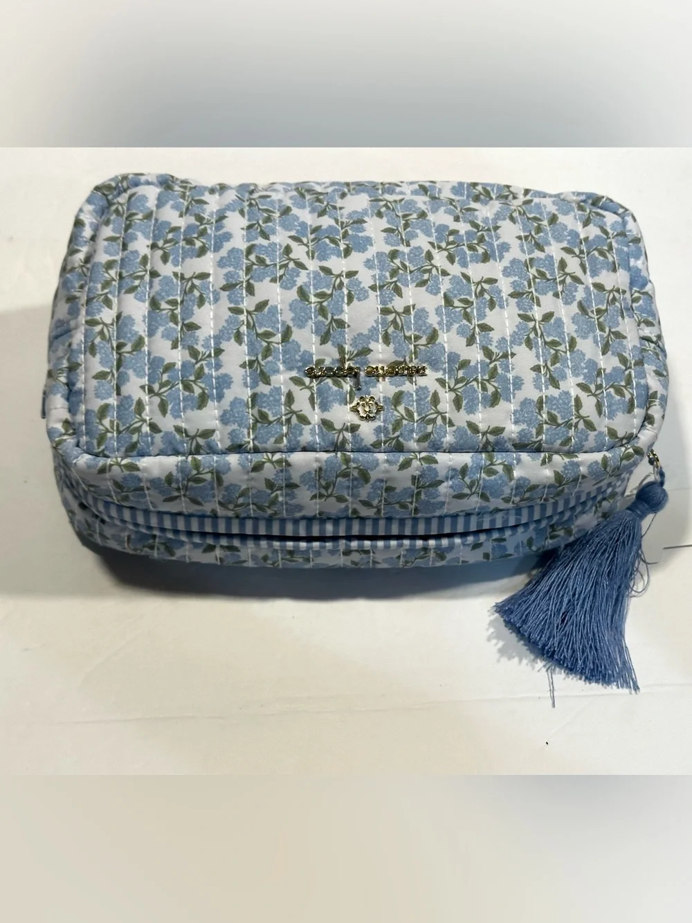 Nanette Lepore Blue Floral Quilted Cosmetic Pouch/ Bag